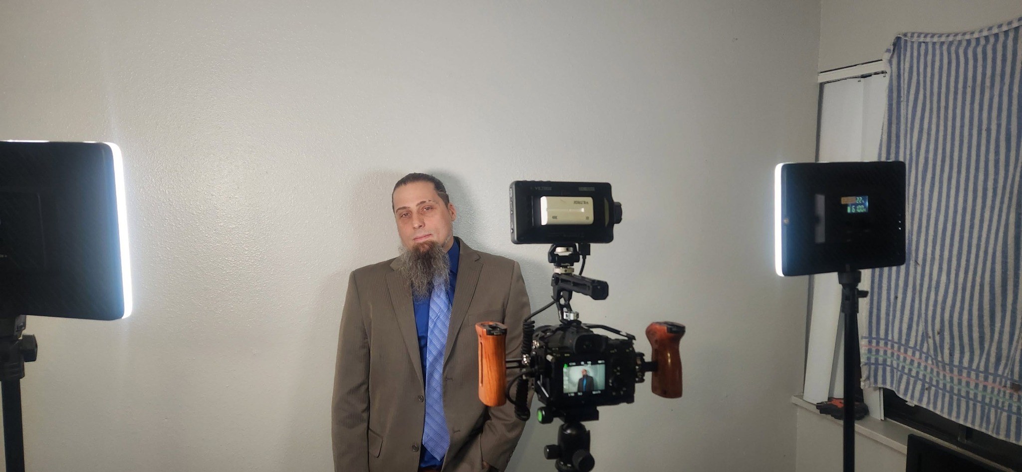 Camera and lighting setup during a J Sturgis Media indoor production